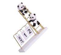 SOLUSTRE Perpetual Flip Desk Calendar with Reusable Month Date Display Coil Ring Design for Easy Page Turning Panda Desktop Ornament for Home Office Decoration and