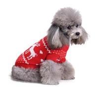 SOLUSTRE Pet Sweater with Traditional and Reindeer Pattern for Small Dogs and Cats Christmas Warm Acrylic Winter Coat Soft and Not Scratchy, for Xmas Party and Festival Wear