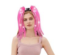 SOLUSTRE Pink LED Headband with Flashing Tubes, Clip-on Light up Hair Accessory for Night Events and Concerts, On/off Control, Pp Material, Festive Style with 6 and 9 Lights on Color