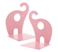 SOLUSTRE Pink Metal Elephant Bookends Home and Library Non-skid Book Holders Smooth Surface Strong Enough Hold Books Upright Simple and Creative Style