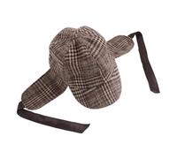 SOLUSTRE Plaid Deerstalker Hat with Adjustable Ear Flaps and Double Brim Design, Authentic Detective Costume Accessory and Youth, for Outdoor Detective Role Play and Halloween Events