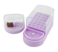 SOLUSTRE Plastic Nail Drill Bits with Cleaning Brush Storage Case Environmental Manicure Drill Box Organizer Purple Polishing Head Storage Holder for Nail Salon