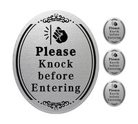 SOLUSTRE Please Knock and Wait before Entering Sign Easy to Use Versatile Application 4pcs Door Stickers, Black Pvc Material for Bedrooms and Walls