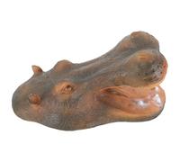 SOLUSTRE Pond Floating Hippo Head Resin Statue Realistic Adorable Head-shaped Lightweight Structure Animal Decoration for Water Surface Garden
