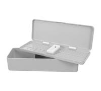 SOLUSTRE Portable Aa Aaa Battery Storage Box Organizer with Secure Closure Plastic Case for Button and Coin Cell Batteries Compact Grey Container for Rv Office and Travel Use