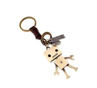 SOLUSTRE Portable Chic Keychain Pendant with Creative Movable Robot Design, Handmade Vintage Cattlehide Leather and Alloy Material, Easy to Carry Bag Pendant Decor for Women