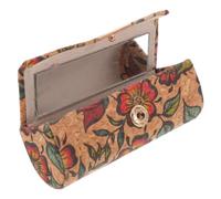SOLUSTRE Portable Lipstick Case Holder with Mirror, Lightweight Cork and Artificial Leather Lipstick Organizer, Efficient Storage for Daily Use and Work, Chic Flower Pattern Design