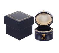 SOLUSTRE Portable Miniature Oval Ring Storage Case Small Blue Jewelry Organizer with Polished Borders for Wedding and Travel