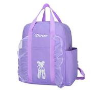 SOLUSTRE Portable Purple Ballerina Backpack for School and Travel, Lightweight Oxford Cloth Dance Schoolbag with Breathable Effect and Cartoon Design