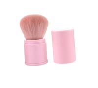 SOLUSTRE Portable Retractable Pink Makeup Brush with Artificial Fiber, Washable and Flexible Powder Applicator for Groups, for Blush and Loose Powder Application