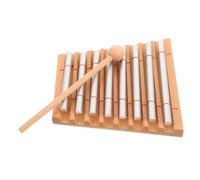 SOLUSTRE Portable Wooden and Metal Glockenspiel with Eight Distinct Notes and Mallets, Compact Pitch Recognition Percussion Instrument for School Band Practice and Elementary Music