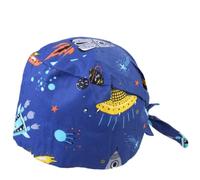 SOLUSTRE Printed Pattern Cotton Beauty Salon Headgear, Cotton Cap, Dentist Cap, Blue, Easy to Put and Take, Comfortable, for Therapists and Practitioners