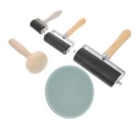 SOLUSTRE Printmaking Brayer Ink Roller DIY Craft Tools Portable Rubber Aluminum Alloy Wood Handle Easy to Operate for Crafting and Inking Blocks