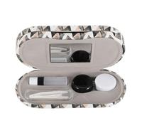 SOLUSTRE Protective 2-in-1 Lens and Eyeglasses Case with Built-in Mirror, Pu Material, Double Layer Design, Segmented Slot for Travel Solution Bottle, Portable Eyewear Holder Box