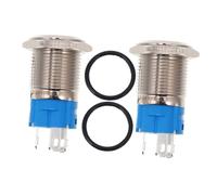 SOLUSTRE Push Button Switch Momentary Rocker Switch Aluminum Alloy 2pcs 16mm Waterproof with Blue LED Ring Light 12v 24v for Car Vehicle for Automotive Modification