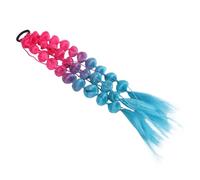 SOLUSTRE Rainbow Bubble Braid Synthetic Hair Extensions Long Braided Ponytail for Festival Party Hair Accessories High Temperature Resistant Colorful Hairpieces