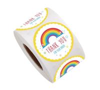 SOLUSTRE Rainbow Round Seal Stickers Paper Box Seals for Baking Party Decoration Self-Adhesive Labels for Holiday Birthday Thanksgiving Christmas and Food Packaging