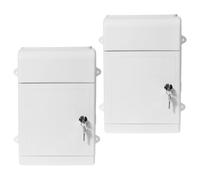 SOLUSTRE Rainproof Wall Mounted Mailbox Suggestion Box 2 Set with Large Capacity White Plastic and Metal Simple Elegant Design for Complaints and Voting for Office and Community Use