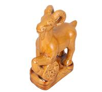 SOLUSTRE Ram Traditional Chinese Zodiac Goat Statue Figurine Ceramic with Unique Glaze Flow and Ice Crack Effect, 15cm Rounded and 2027 Year the Goat Celebrations for Home Décor