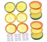 SOLUSTRE Realistic Plastic Lemon Slices and Ice Cubes Reusable Artificial Citrus Fruit Decoration for Home Office Photography Props Simulation Fake Lemons with Fine Craftsmanship