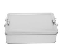 SOLUSTRE Rectangle Metal Cookie Tin with Lid for Small Candies and Packaging, Silver Iron Box for Special Occasions and Easter, Easy to Use Decorative Storage Container