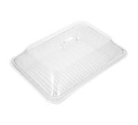 SOLUSTRE Rectangular Woven Food Tray with Lid Multi Functional Plastic Bread Basket for Serving and Storage Large Kitchen Organizer for Fruits Vegetables and Toiletries White