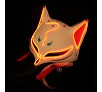 SOLUSTRE Red Fox Glowing Mask for Halloween Party Easy to Take off Plastic Design, Cosplay and Stage Use, Light up Face Mask Halloween Accessory
