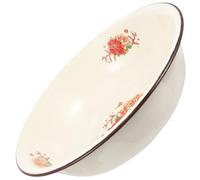 SOLUSTRE Retro Enameled Mixing Bowl 28cm Vintage Kitchen Basin for Dough Making and Face Washing, Food-Grade Enamelware Storage Container for Home Use, Random Pattern Random Style