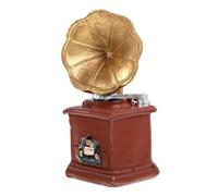 SOLUSTRE Retro Mini Phonograph Resin Model for Dollhouse Decor Smooth Polished Vintage Gramophone Photo Prop for Tiny House Living Room Bar Restaurant Miniature Furniture Accent
