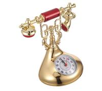 SOLUSTRE Retro Telephone Clock Ornament Chic European Style Desk Clock Decor for Home Vintage Look for Living Room Office Shop and More