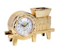 SOLUSTRE Retro Vintage Windmill Clock Pen Holder 3d Plastic Quartz Tabletop Decoration Golden Simple Creative Desktop Ornament for Home Fine Art Decoration