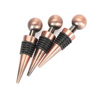 SOLUSTRE Reusable Stainless Steel Wine Bottle Stopper with Silicone Seal Bronze Metal Wine Saver for Home Wedding Party Airtight Preserver to Prevent and Keep Beverages Fresh Longer