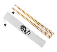 SOLUSTRE Reusable Steel Chopsticks for Gifting and Celebrating with Dragon Pattern , Non- Metal Kitchen Chopsticks Set with Cloth Bag , Smooth and Comfortable Feel The Lunar New