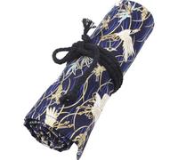 SOLUSTRE Roll up Pencil Holder Cotton Pencil Roll Portable Organizer with Gold Print Large Capacity Easy to Carry for Artists and Students