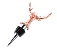 SOLUSTRE Rose Gold Zinc Alloy Deer Head Wine Bottle Stopper Screw Seal Spirit Bottle Stopper with Leak Design Reusable Wine Preserver for Party Decoration and