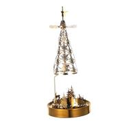 SOLUSTRE Rotary Tealight Candle Holder Elegant European Spinning Christmas Tree Candlestick with Golden Metal Tray for Home Decor Living Dining Table Festive Celebration
