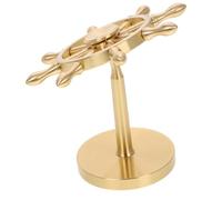 SOLUSTRE Rudder Ornament Simulation Decor for Home and Office Desk Mediterranean Style Brass Craft with Unique Ship Wheel Design Elegant Choice