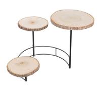 SOLUSTRE Rustic 3-tier Dessert Stand with Wood and Iron Frame, Multi-function Cupcake Rack and Flower Holder, Display Shelf for Weddings and Home Decor