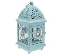 SOLUSTRE Rustic Iron and Glass Candle Lantern Hanging Decorative Storm Lantern Candle Lightweight for Bookshelf and Office