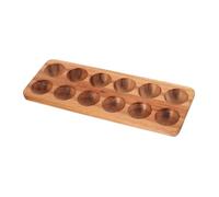 SOLUSTRE Rustic Wooden Egg Holder Tray Slot Countertop Egg Storage Plate for Kitchen and Refrigerator Break Resistant with Elegant Design for Multiuse Serving