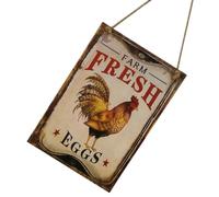 SOLUSTRE Rustic Wooden Sign with Chicken and Eggs Design for Indoor Decor or Backyard Chicken Coop, Easy to Hang Vintage Style Wooden Plaque with Rope, Farmhouse Wall Decoration