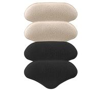 SOLUSTRE Self-Adhesive Heel Cushion Inserts Practical Reducing Friction and Preventing Slipping 2 Pairs Soft Imitation Velvet and Sponge Material Red for High Heels and Casual Shoes