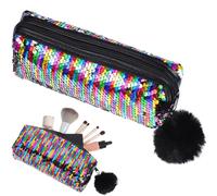 SOLUSTRE Sequin Zipper Pouch Glitter Makeup Bag Small Travel Makeup Bag Stylish Eye-catching Polyacrylic Fiber Large Capacity Versatile Use and Travel