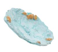 SOLUSTRE Serving Tray Decorative Resin Mediterranean Blue Multi-Functional with Large Storage Space Fruit Plate for Snacks and Tableware for Dining Room and Living Room Use