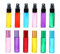 SOLUSTRE Set of 12 Assorted Colour Glass Essential Oil Roller Bottles with Stylish Matte Frosted Finish, Refillable Small Perfume Spray Bottles for Sports Bag Or Backpack