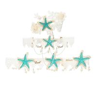 SOLUSTRE Set of 3 Sea Star Hairbands with Lace and Pearl Decor, Decorative and Sturdy Elastic Headbands for Women, for Parties and Photo Props