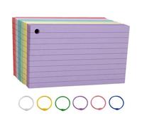 SOLUSTRE Set of Smooth Writing Index Note Cards Sufficient Quantity Paper and Iron Material with Binder Rings for Students and Teachers, for Study, Office, and Classroom Use