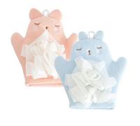 SOLUSTRE Shower Gloves Body Washing Tools 2Pcs Boys and Girls Bathing Gloves 24X19Cm Comfortable Hand Feel Deeply Decontamination Lovely Design for Boys and Girls Bathing Use in Bathrooms