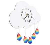 SOLUSTRE Silent Non-ticking Wall Clock Cloud Shape Low Noise Design Easy to Install Wooden Bedroom and Living Room Hanging Clock Battery Operated Modern Household