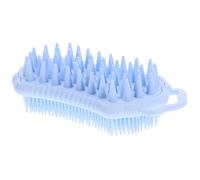 SOLUSTRE Silicone Dual Side Shower Brush with Gentle Bristles for Hair and Body Cleaning, Ergonomic Design Blue Scalp Massager and Body Scrubber for Relaxing Shower Use